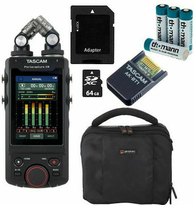 Tascam Portacapture X8 Mobile Bundle Multichannel Battery Powered/Electric Portable Audio Digital Recorder Phantom Power with Memory Card and USB Power Supply for 11 Hours Recording