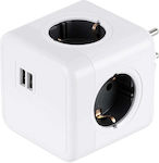 GloboStar 4-Outlet PowerCube with USB and Surge Protection without Cable Gray