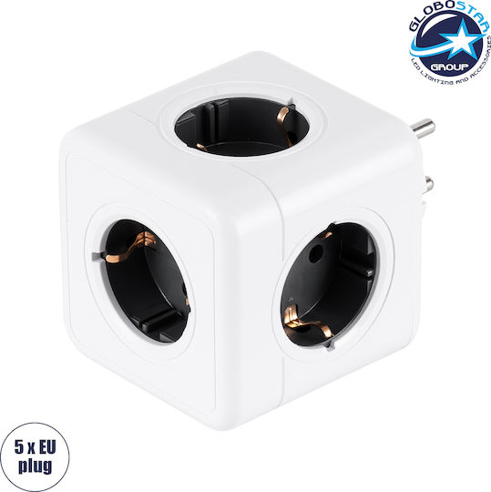 GloboStar PowerCube with Surge Protection 5 Positions with USB-A Gray