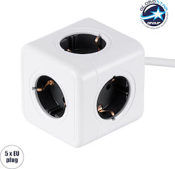 GloboStar PowerCube 5 Θέσεων με Καλώδιο 1.5m Γκρι