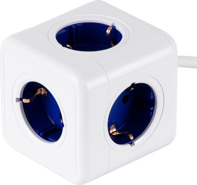 GloboStar 5-Outlet PowerCube with Surge Protection 1.5m Blue