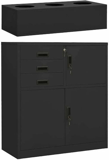 Double-leaf Metallic Outdoor Storage Cabinet with Locking Capability with 1 Shelf Anthracite 90x40x102 cm