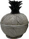 Karvounis Plastic Sweet Jar Pineapple with Lid Silver-Black 13x13x13cm