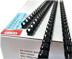Coloană vertebrală din plastic / spirală Legare cărți TOPX Nr. 16 Negru 100 bucăți 100buc
