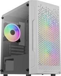 Aerocool Trinity Mini V3 Gaming Midi Tower Computer Case with Window Panel and RGB Lighting White