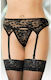 Softline 3310 Set Garters with Lace Lace Garterbelt G-String Set Black