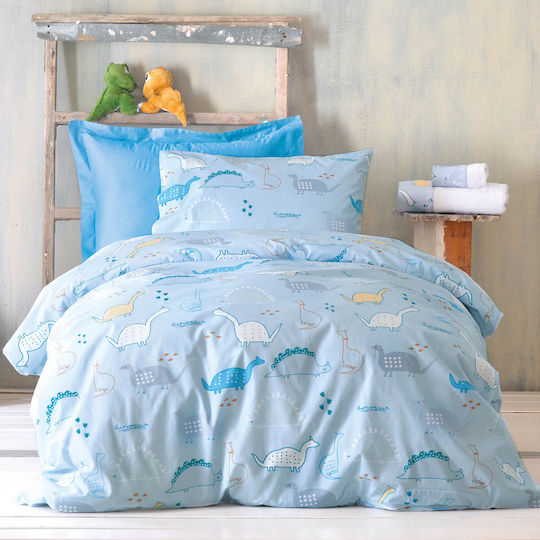 Rythmos Stomp Set Kids Duvet Cover Single with Pillowcase Cotton Light Blue 160x250cm