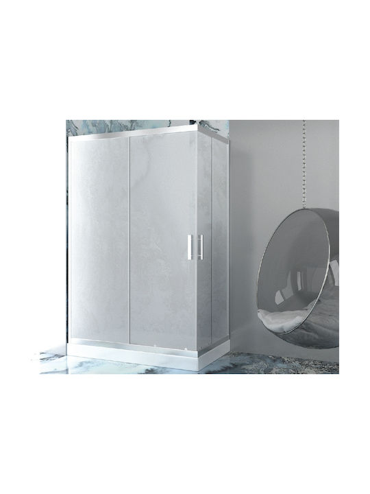 Orabella Stardust Easy Fix Kabine für Dusche mit Schieben Tür 120x150x190cm Stoff Chrom