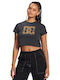DC Women's Summer Crop Top Cotton Short Sleeve Animal Print Black