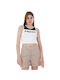 Freddy Women's Athletic Crop Top Sleeveless with Sheer White