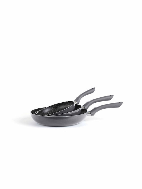 Livoo Set de tigăi din aluminiu Gri cu strat de piatră 3buc