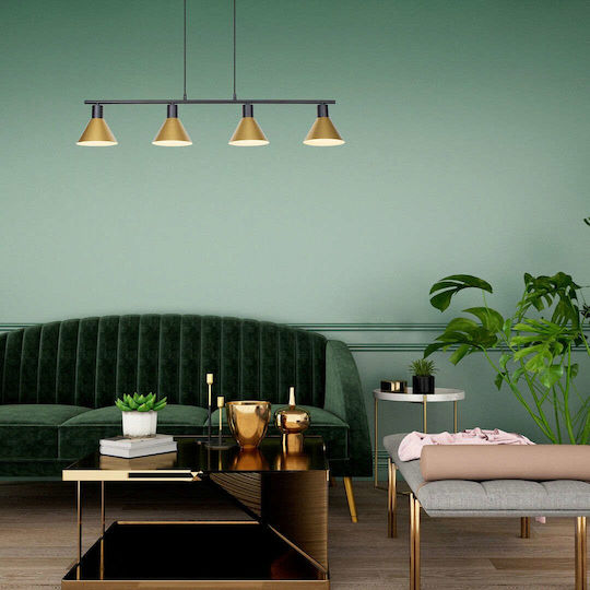 Rabalux Alvaro Pendant Light Gold Rail for 4 Bulbs E27 100cm