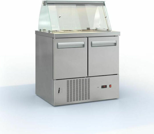 Inox Dobros Edelstahl Kühltisch Salat 170Es mit 2 Türen und Kühlaggregat +3/+8°C L90xB70xH126cm