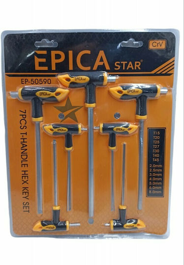 Epica Star Σετ 7 Κλειδιά Allen σε Σχήμα Ταφ