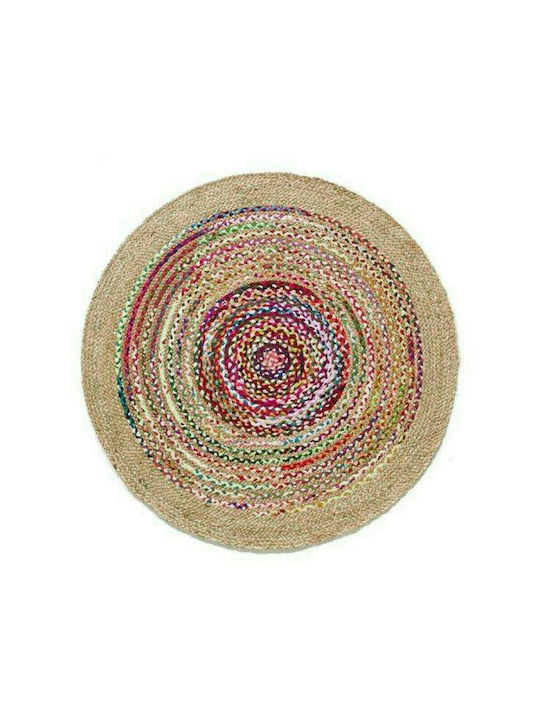 Zaros Rug Round Summer from Jute Multicolour