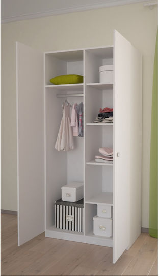 Simple Two Door Wardrobe Beige 89.8x51.6x190cm