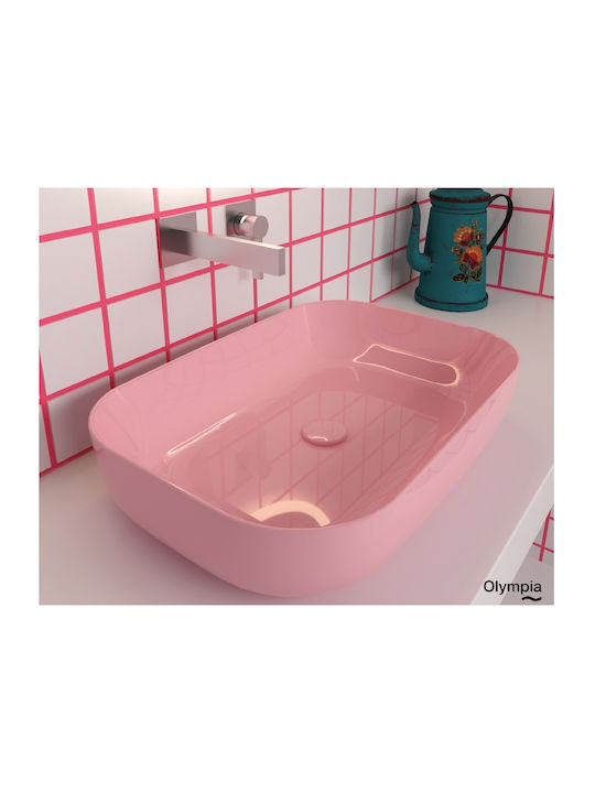 Olympia Metamorfosis 42600 Pe blat Lavoar Porțelan 60x42x14cm Rosa Lucido