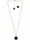 Kostibas Fashion Set with Necklace & Earrings from Steel Gold Plated with Stones