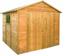 Wooden Garden Warehouse with Double-Leaf Door Brown L2.4xW2.33xH2.16cm