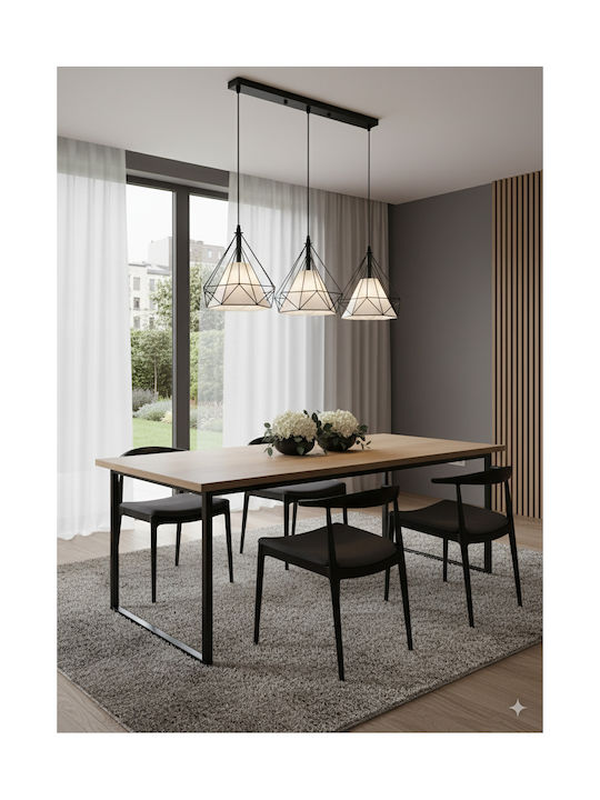 GloboStar Eiffel Pendant Light Black Rail with Socket E27 68x25x130cm