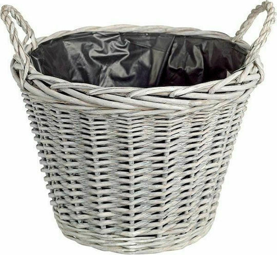 JK Home Decoration Декоративна кошница Слама с дръжки Сив С черно подплънка 30x30x23бр