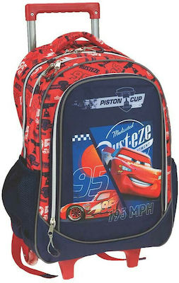 Gim Cars McQueen Σχολική Τσάντα Τρόλεϊ Δημοτικού σε Κόκκινο χρώμα