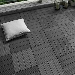 Showood Terrassendiele für Gartenboden aus WPC 30x30cm 1Stück Braun/Dunkelgrau