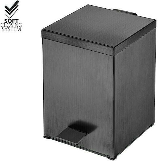 Sanco 90677-AΒ23 90677-AB23 Inox Perie pentru coșul de gunoi din baie Închidere lentă 5lt Gun Metal Brushed