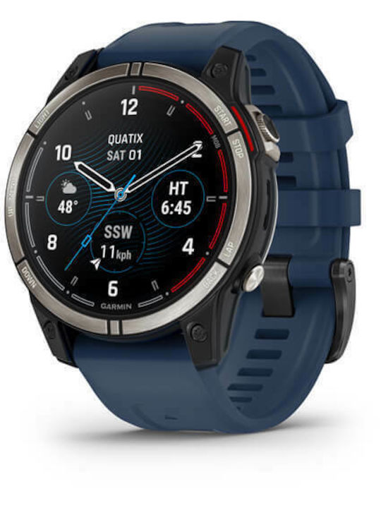 Garmin Quatix 7 Titanium 47mm Αδιάβροχο Smartwatch με Παλμογράφο (Sapphire)