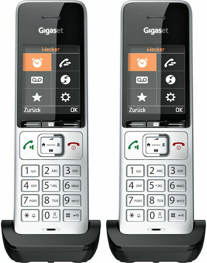 Gigaset COMFORT 500 Ασύρματο Τηλέφωνο Duo με Aνοιχτή Aκρόαση Ασημί ...