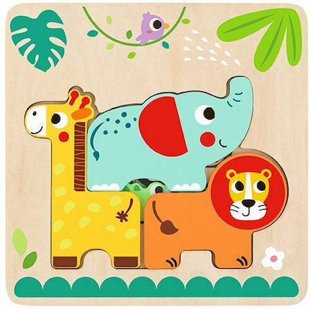Wooden Kids Peg Puzzle Wild Animals Wild Animals for 1+ Years 7pcs Tooky Toys