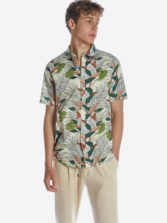 Brokers Jeans Short-sleeved Cotton Shirt Floral...