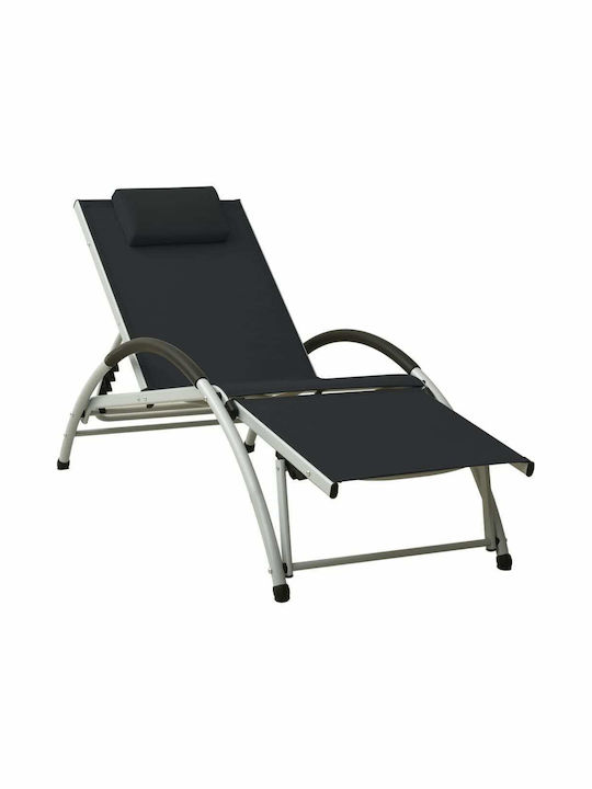 Ξαπλώστρα Αλουμινίου με Ύφασμα Textilene Black 173x66x40εκ.