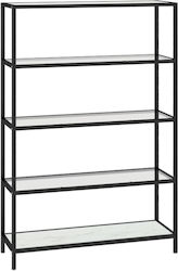 Floor Glass / Metal Shelf Μαύρο - Λευκό 100x36x168cm