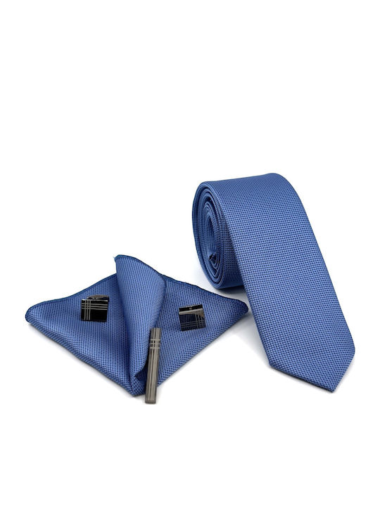 Legend Accessories Σετ Ανδρικής Γραβάτας Μονόχρωμη σε Γαλάζιο Χρώμα