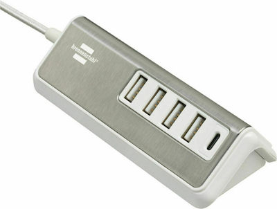 Brennenstuhl USB 2.0 Hub 5 Θυρών με σύνδεση USB-A Ασημί