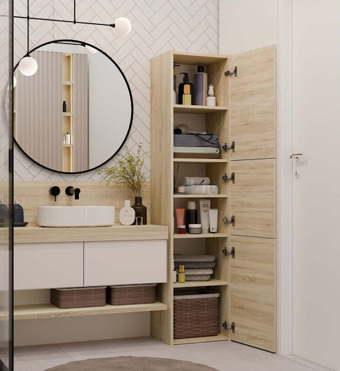 Topeshop S43 Στήλη Μπάνιου Τοίχου 40x30x170cm Sonoma