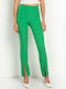 Women's High-waisted Fabric Trousers Slim Fit Green