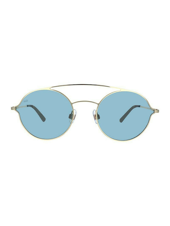 Web Sunglasses with Gold Metal Frame and Light Blue Lens WE0220 32X