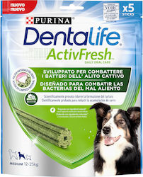 Purina Dentalife Activfresh Medium Zahnpflege Behandelt Hund gegen Mundgeruch für Mittlere Rassen mit Geschmack Huhn 115gr 5Stück