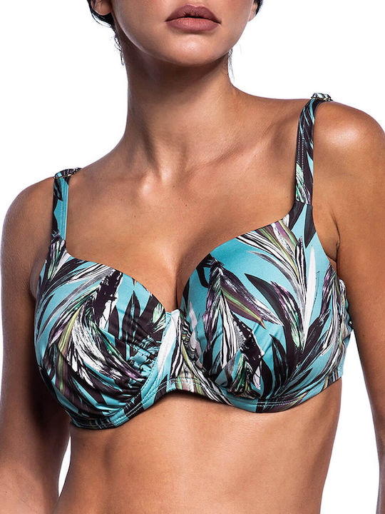 Naturalia Bikini Σουτιέν F Cup Floral Μπλε