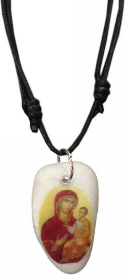 Kostibas Fashion Virgin Mary & Jesus Necklace Black