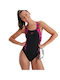 Speedo Hyperboom Splice Muscleback Athletic One-Piece Swimsuit Black/Fuchsia