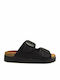 Ranch Safari Leather Women's Flat Sandals Anatomic in Black Color