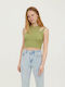 Vero Moda Damen Sommer Crop Top Ärmellos Sage