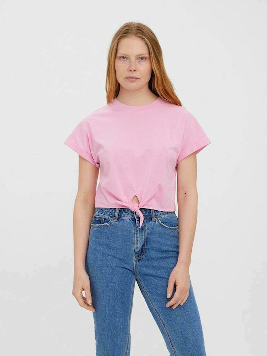 Vero Moda Women's Summer Crop Top Short-sleeved Pink