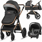 Coccolle Melora Adjustable 3 in 1 Baby Stroller Suitable for Newborn Diamond Black