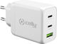 Celly Celly GaN Wireless Charger with USB-A Port and 2 USB-C Output Ports 65W Power Delivery White