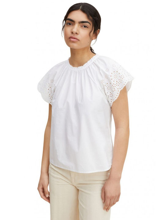 Tom Tailor Women's Summer Blouse Cotton Short Sleeve White