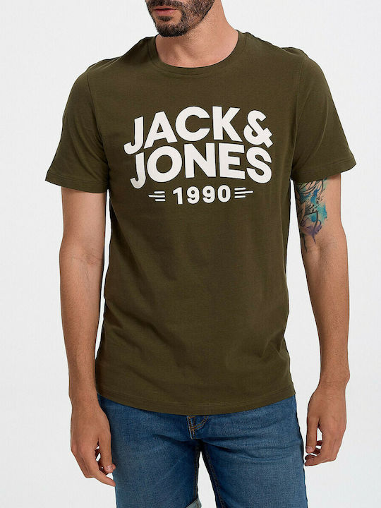 Jack & Jones T-shirt Bărbătesc cu Mânecă Scurtă Noapte de măsline